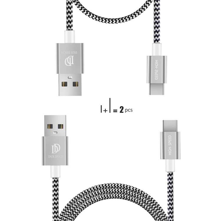 

DUX DUCIS KII 1m+0.2m Two Reversible Type-c Data Charging Cables - Silver Color