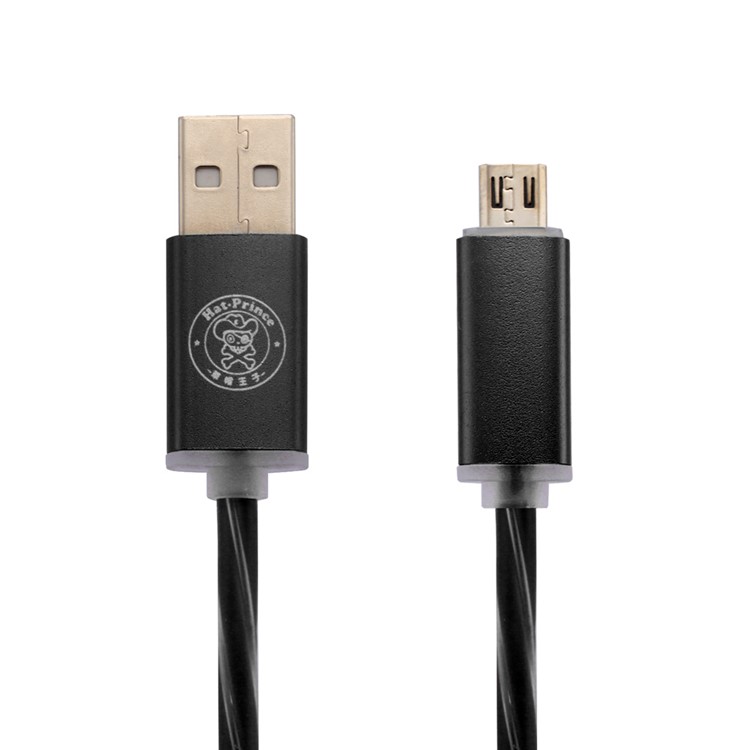 HAT PRINCE 2A LED Flash Light Micro USB Data Sync Charging Cable for Samsung HTC LG - Black-2