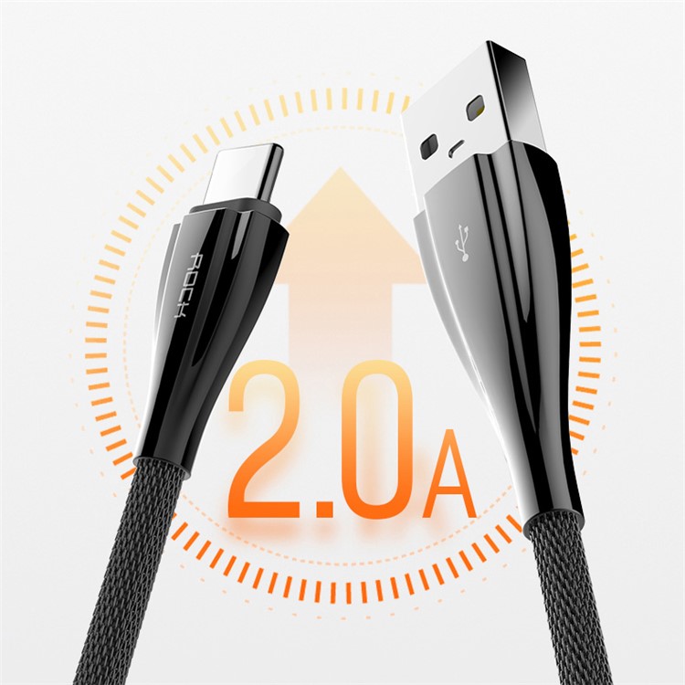 ROCK 30cm Metal Type-C Data Charge Cable for Huawei Mate 9/LG G5 etc - Black-3