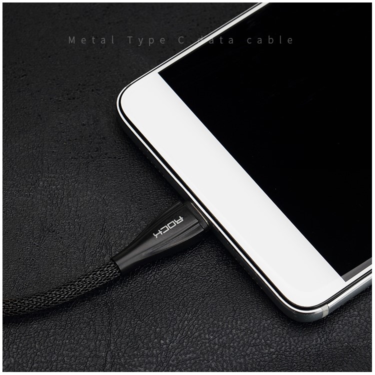 ROCK 30cm Metal Type-C Data Charge Cable for Huawei Mate 9/LG G5 etc - Black-5