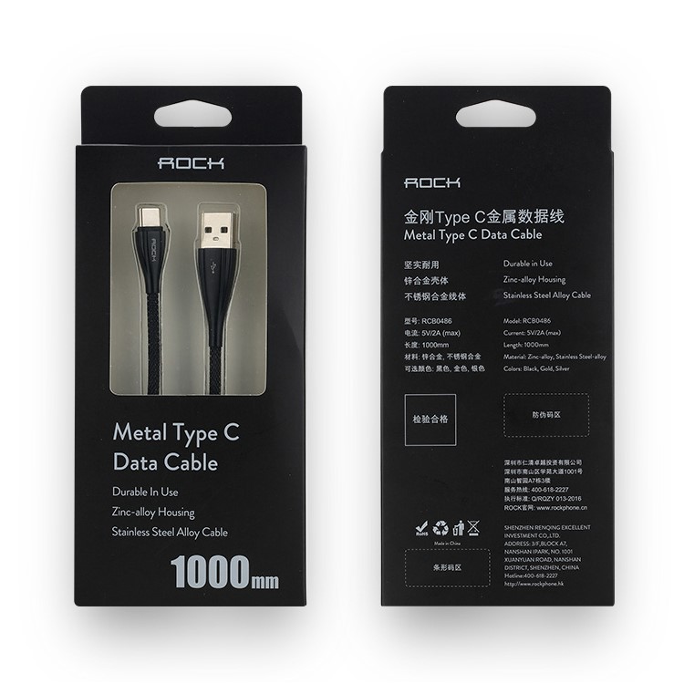 ROCK 100cm Metal Type-C Data Charge Cable for Huawei P9/Galaxy C9 Pro etc - Black-7