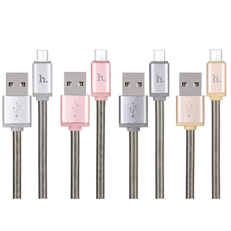 HOCO U5 Full Metal Micro USB Charging Data Sync Cable 1.2m for Samsung Sony Huawei - Silver-2
