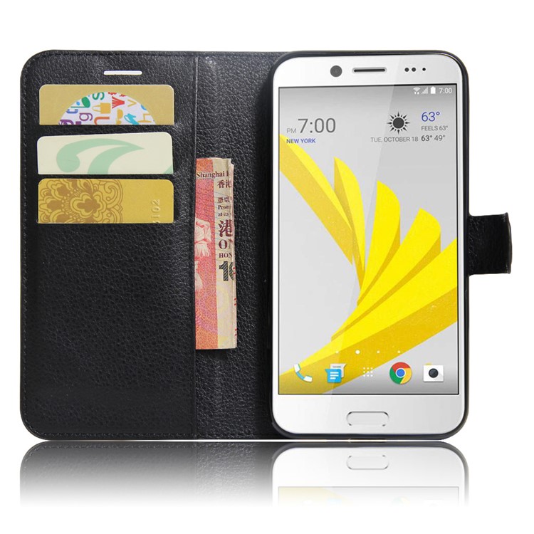Litchi Skin Leather Wallet Case for HTC 10 evo / Bolt - Black-5