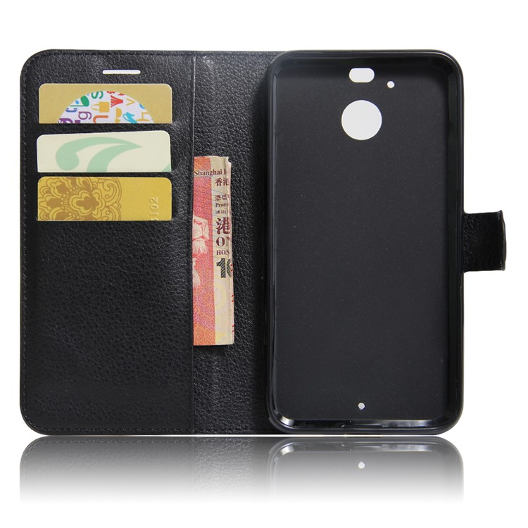 Litchi Skin Leather Wallet Case for HTC 10 evo / Bolt - Black-6