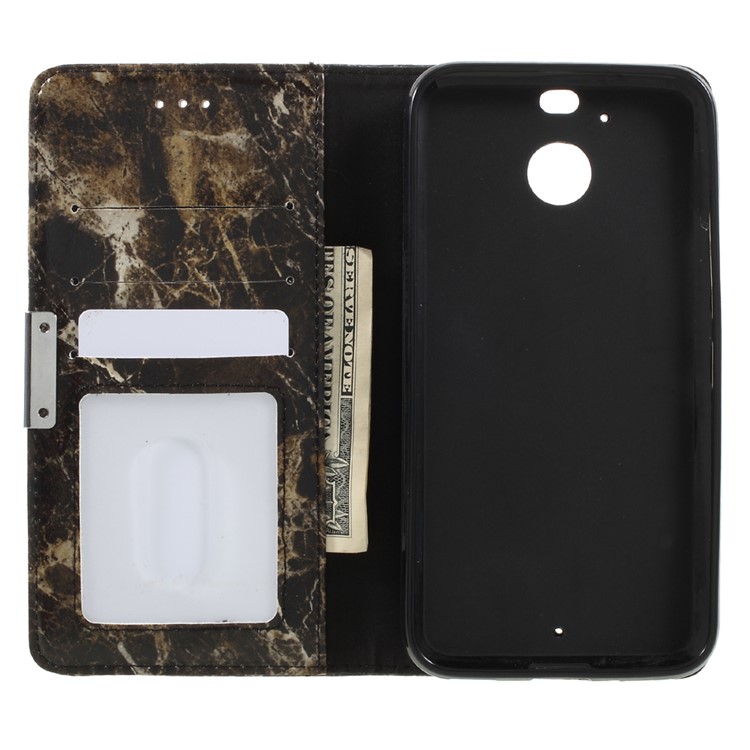 Marble Grain Wallet Mobile Case Smooth Leather Cover for HTC 10 evo / HTC Bolt - Black-6