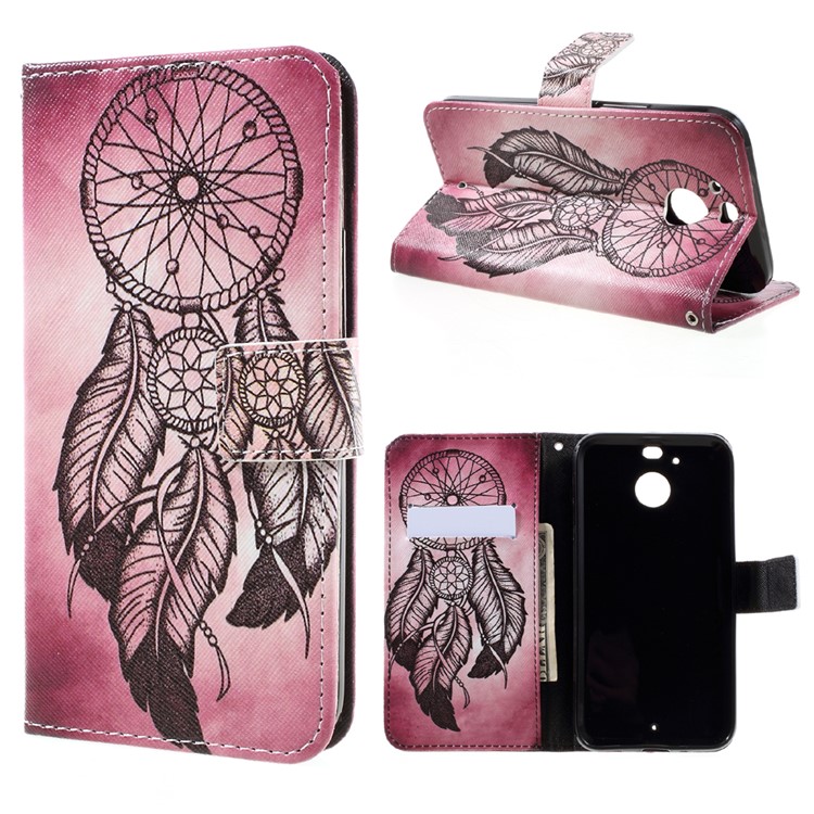 Patterned Leather Wallet Mobile Case for HTC 10 evo / HTC Bolt - Black Dream Catcher-1