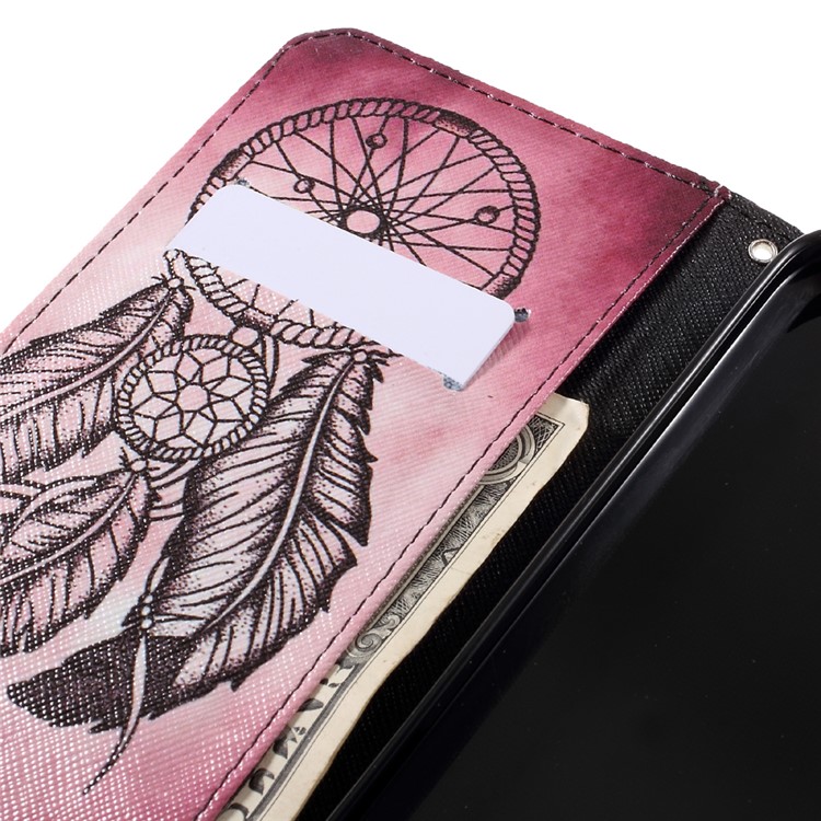 Patterned Leather Wallet Mobile Case for HTC 10 evo / HTC Bolt - Black Dream Catcher-10