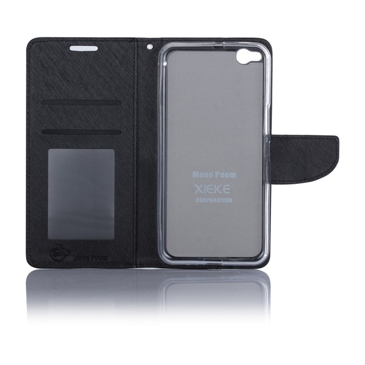 XIEKE Moon Poem Wallet Stand Leather Flip Cover for HTC One X9 - Black-6