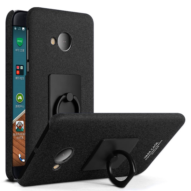 IMAK Kickstand Ring Holder Matte Hard PC Phone Case with Screen Protector for HTC U Play - Black-1