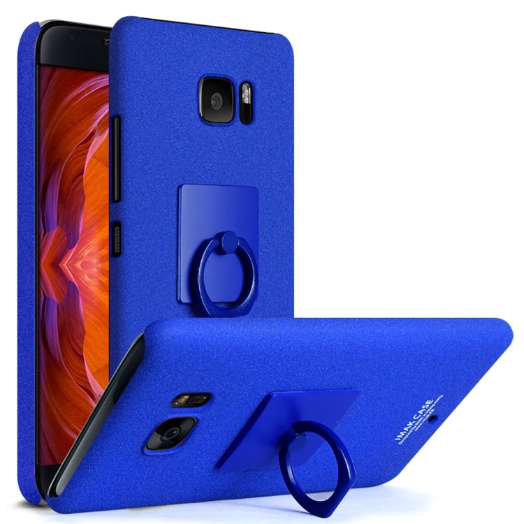 IMAK Swivel Ring Holder Matte PC Shell + Screen Film for HTC U Ultra Ocean Note - Dark Blue-1