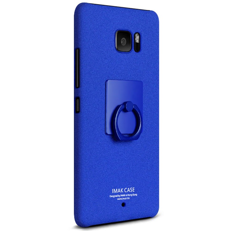 IMAK Swivel Ring Holder Matte PC Shell + Screen Film for HTC U Ultra Ocean Note - Dark Blue-2