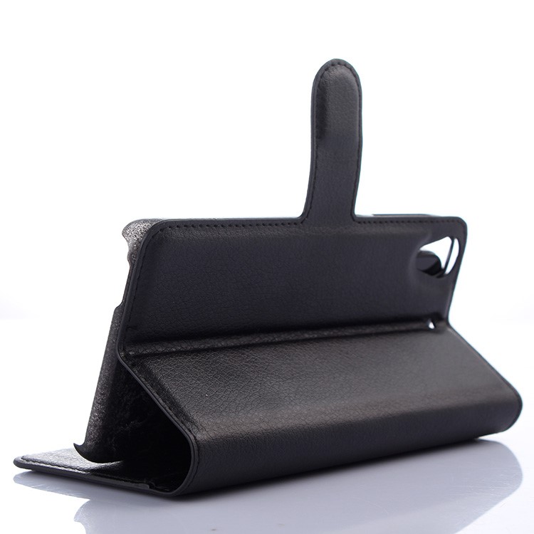 For HTC Desire 650 Single SIM Phone Case Litchi Leather Wallet Stand Cover - Black-6