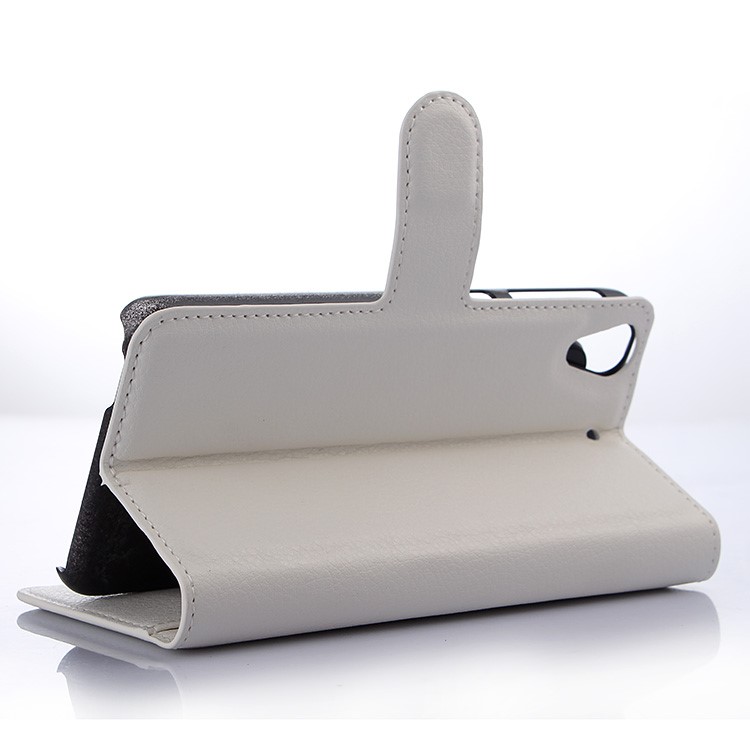 For HTC Desire 650 Single SIM Mobile Cover Litchi Leather Wallet Stand Case - White-5