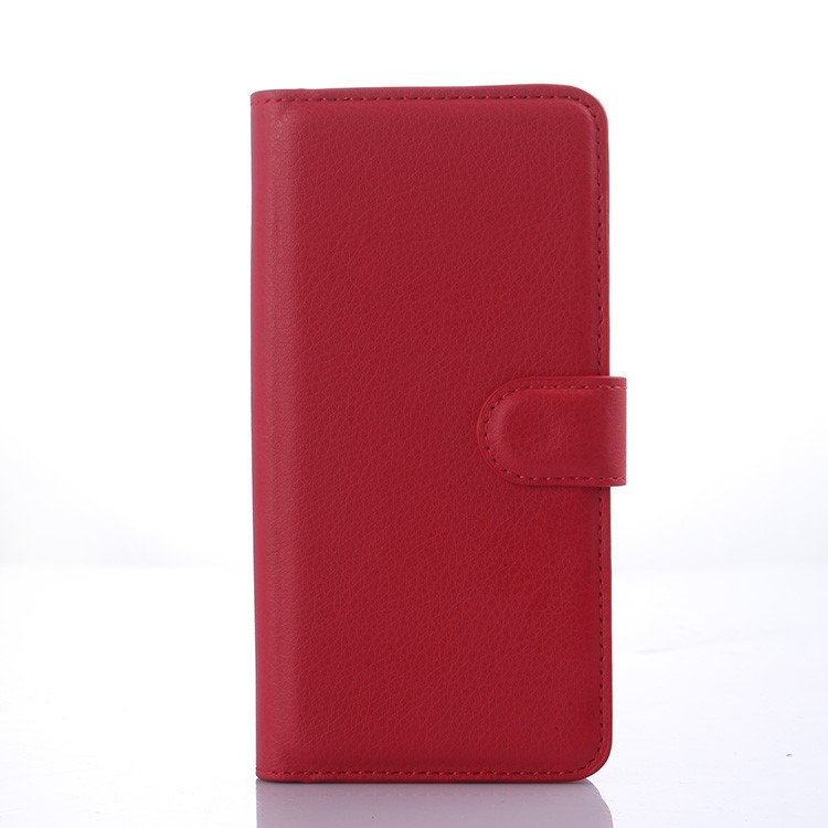 Litchi Leather Magnetic Wallet Flip Cover for HTC Desire 650 Single SIM - Red-1