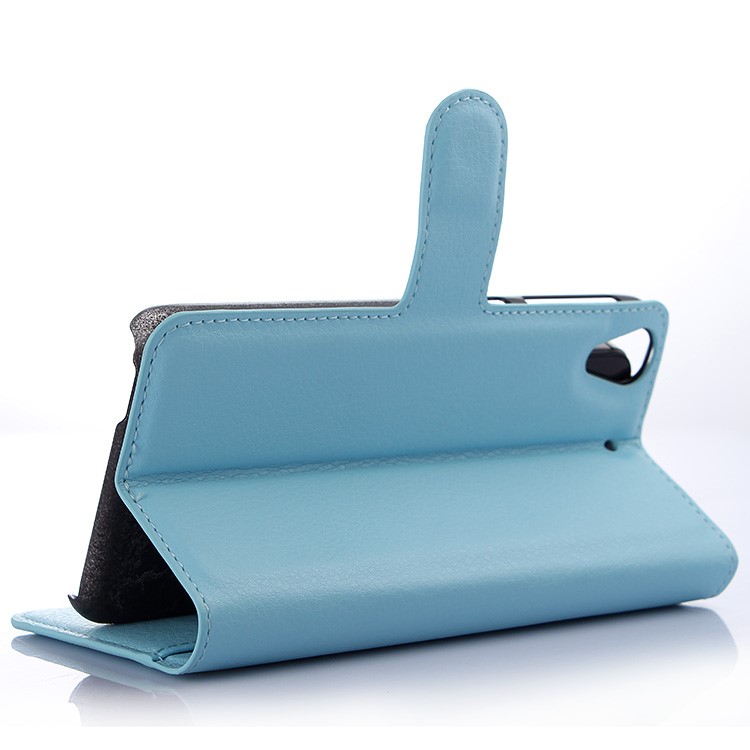 For HTC Desire 650 Single SIM Litchi Grain Wallet Flip Phone Case (PU Leather + Plastic) - Blue-5