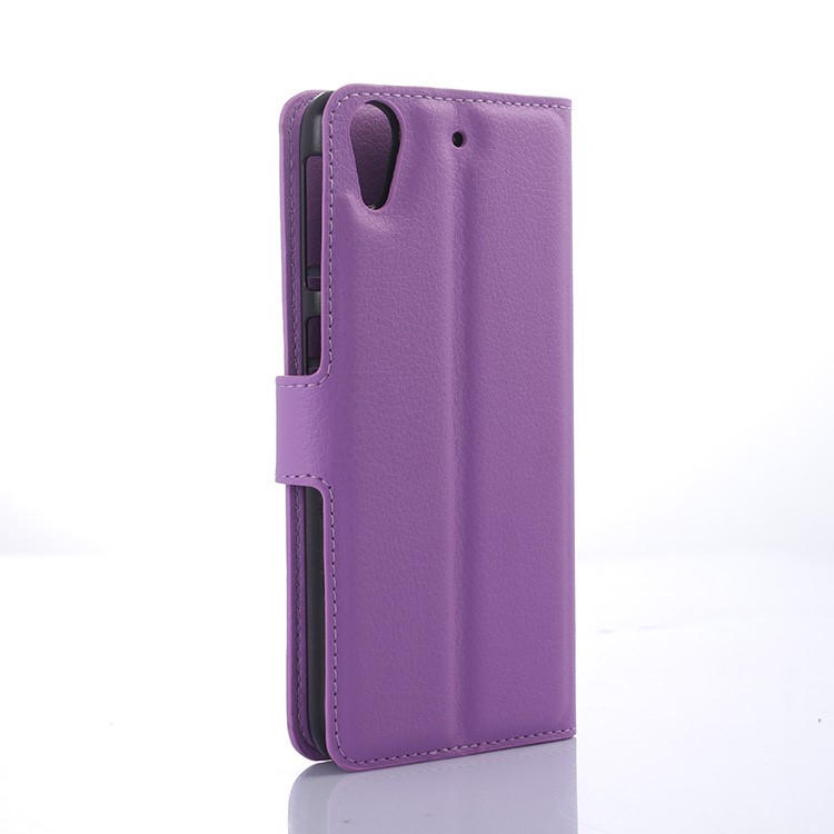 Litchi Leather Magnetic Case with Wallet Slots for HTC Desire 650 Single SIM - Purple-4
