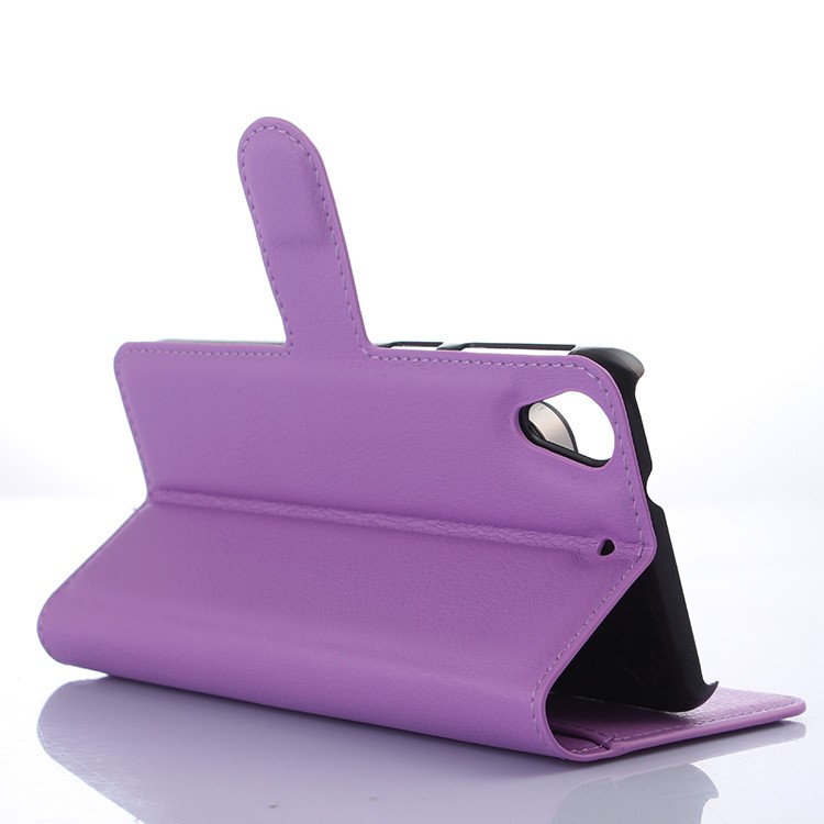 Litchi Leather Magnetic Case with Wallet Slots for HTC Desire 650 Single SIM - Purple-5
