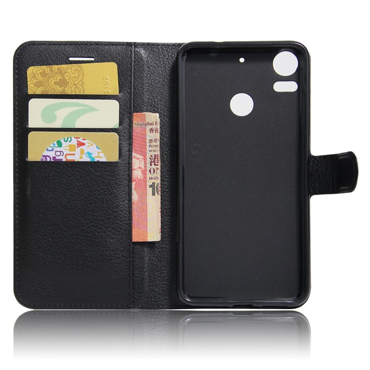Litchi Skin Leather Wallet Case for HTC Desire 10 Pro - Black-3