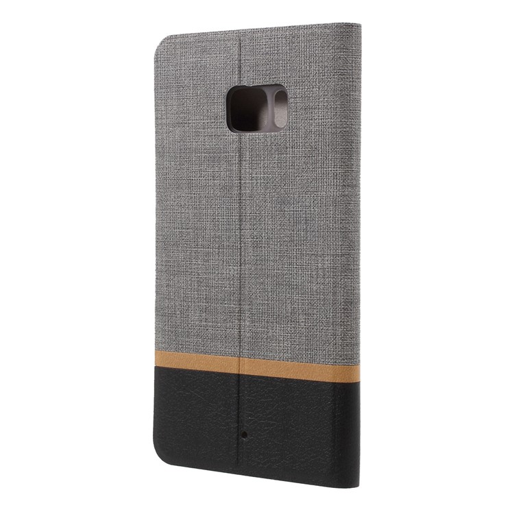 Cross Pattern Leather Stand Cover with Card Slot for HTC U Ultra - Grey-3