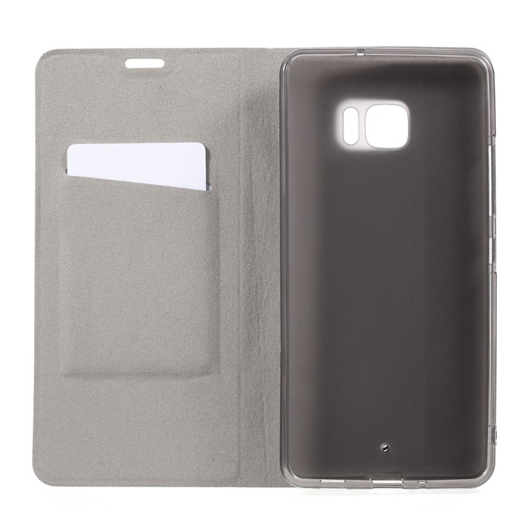 Cross Pattern Leather Stand Cover with Card Slot for HTC U Ultra - Grey-6