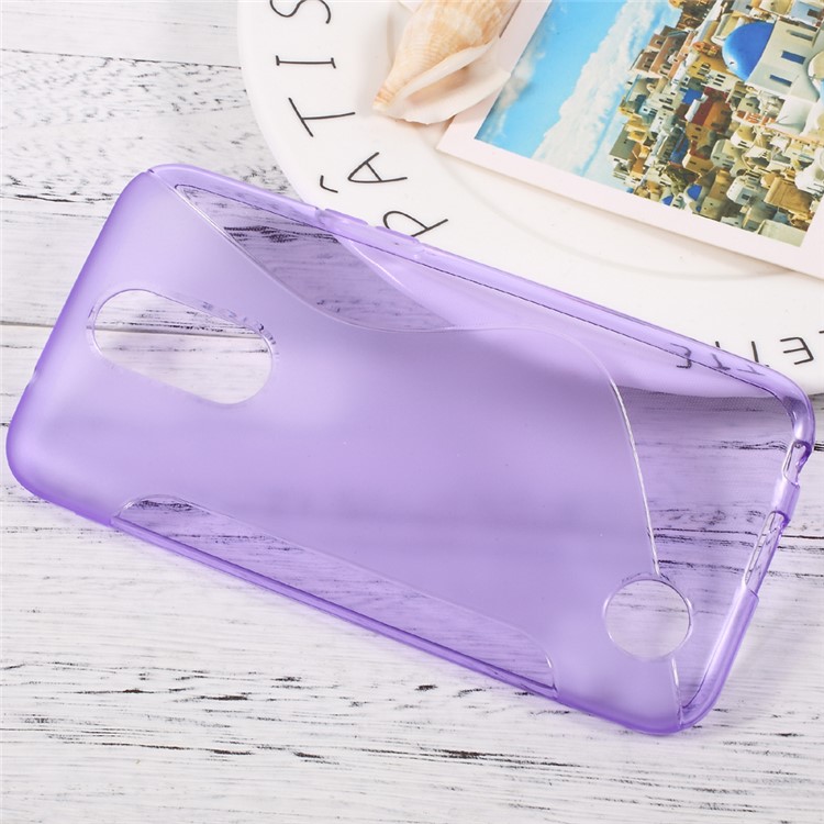 For LG K10 (2017) S-line Pattern TPU Skin Case Cover - Purple-3