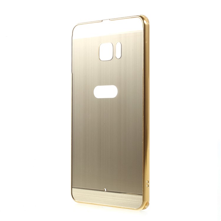 Slide-on Brushed PC Plate + Metal Bumper Hybrid Mobile Phone Case for HTC U Ultra - Gold-2