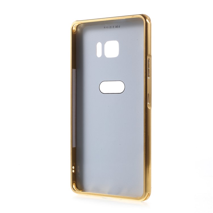 Slide-on Brushed PC Plate + Metal Bumper Hybrid Mobile Phone Case for HTC U Ultra - Gold-3