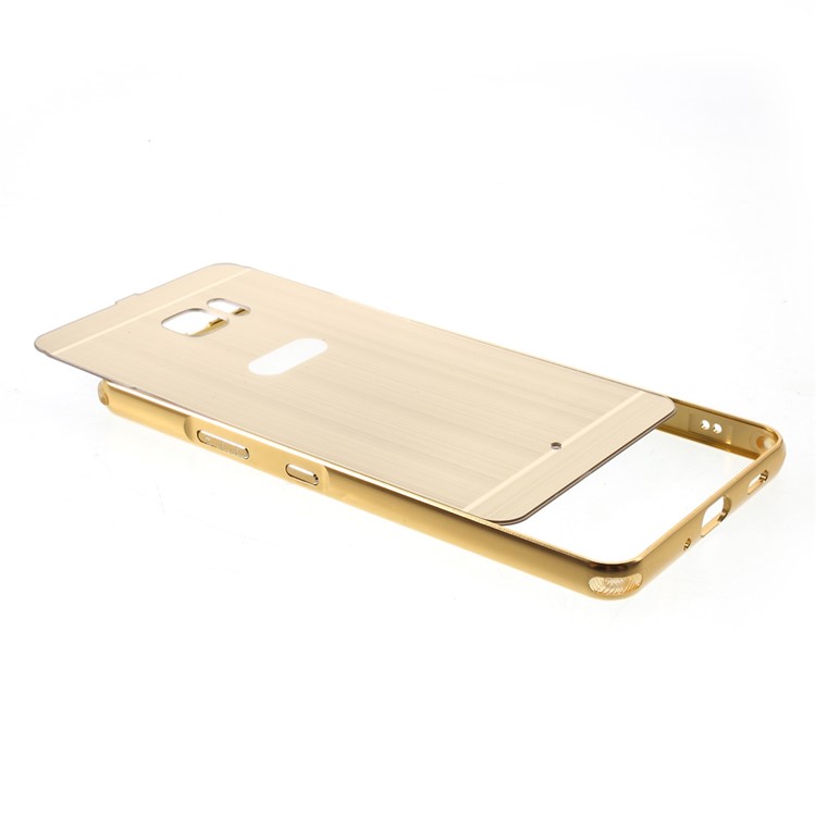 Slide-on Brushed PC Plate + Metal Bumper Hybrid Mobile Phone Case for HTC U Ultra - Gold-5