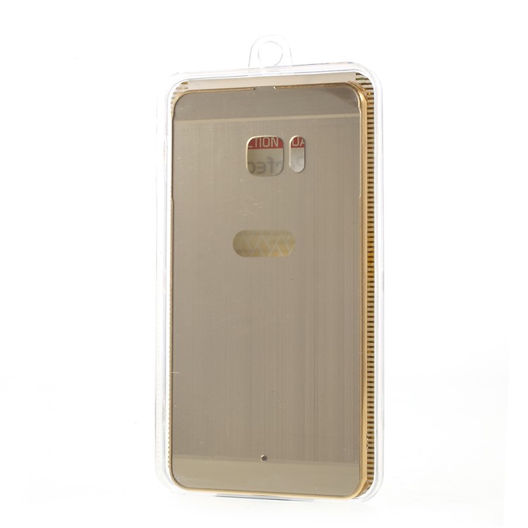 Slide-on Brushed PC Plate + Metal Bumper Hybrid Mobile Phone Case for HTC U Ultra - Gold-8
