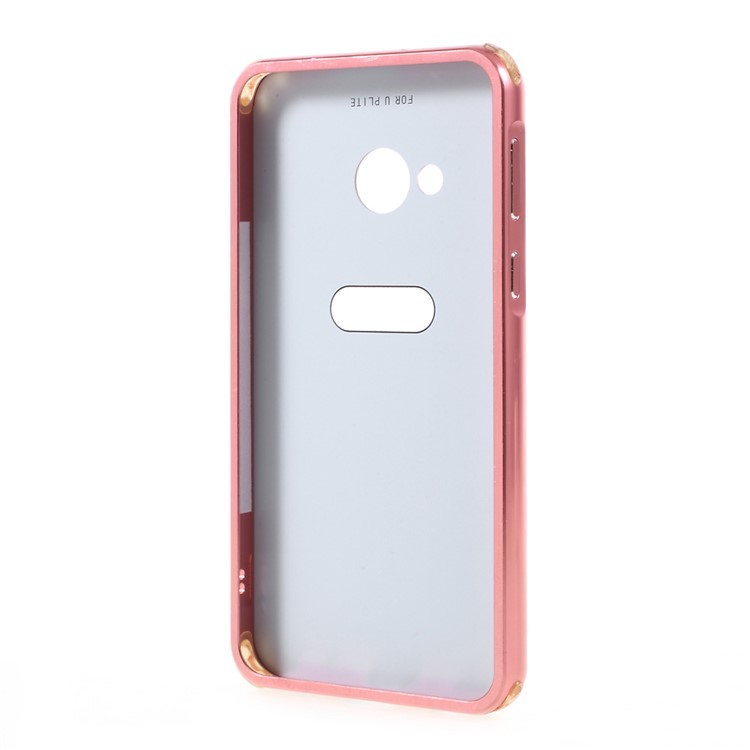 Slide-on Metal Bumper Rim Brushed Plated PC Cover for HTC U Play - Rose Gold-3