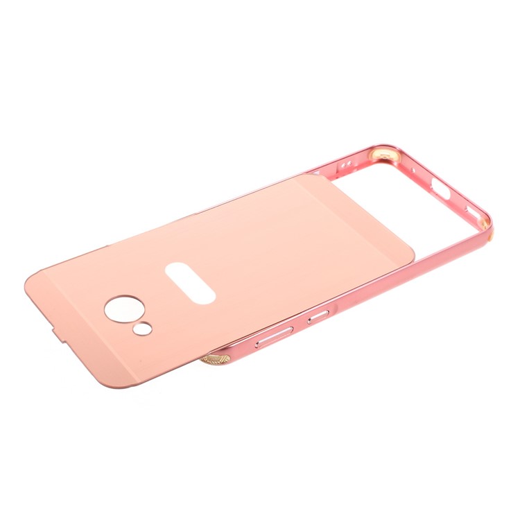 Slide-on Metal Bumper Rim Brushed Plated PC Cover for HTC U Play - Rose Gold-4