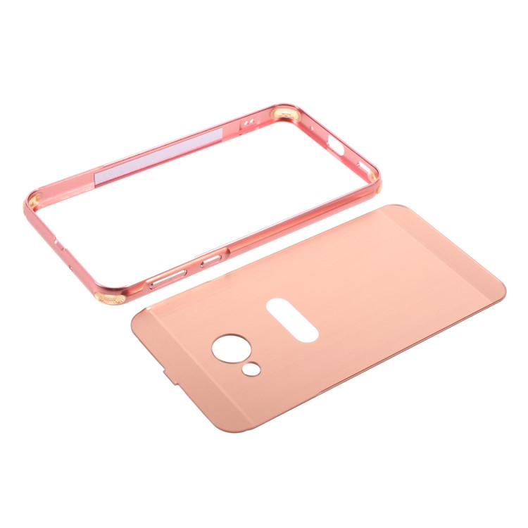 Slide-on Metal Bumper Rim Brushed Plated PC Cover for HTC U Play - Rose Gold-5