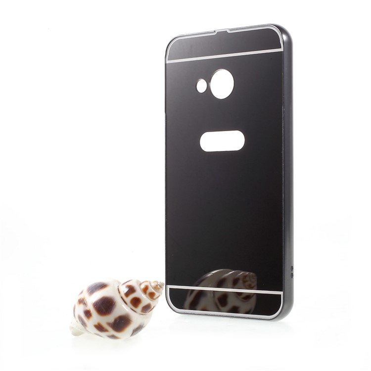 Slide-on Metal Bumper Plating PC Back Case for HTC U Play - Black-1