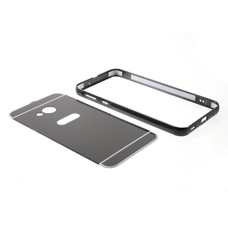 Slide-on Metal Bumper Plating PC Back Case for HTC U Play - Black-6