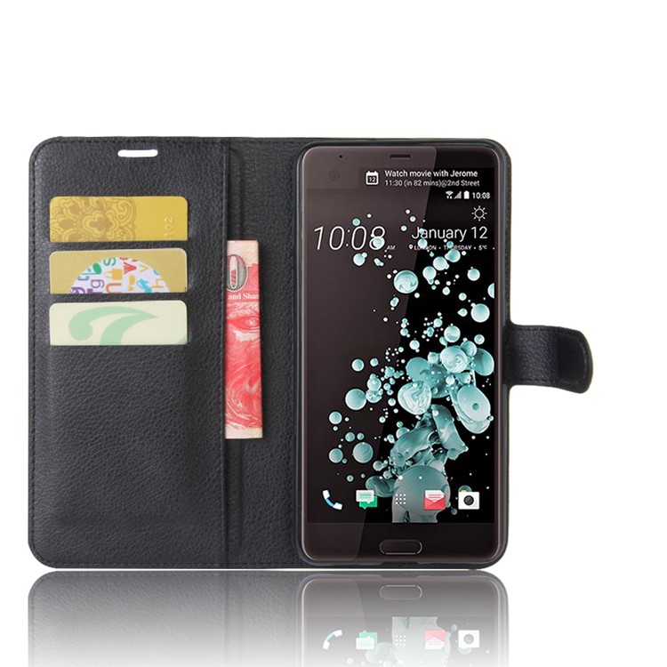 Litchi Texture Wallet Leather Flip Mobile Case for HTC U Ultra - Black-4