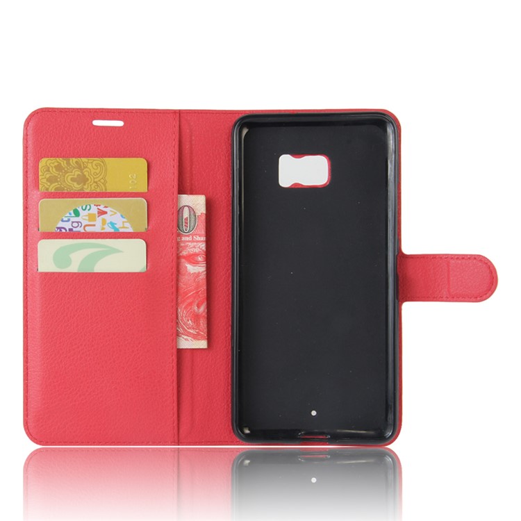 Litchi Texture Magnetic Leather Wallet Cover for HTC U Ultra - Red-3