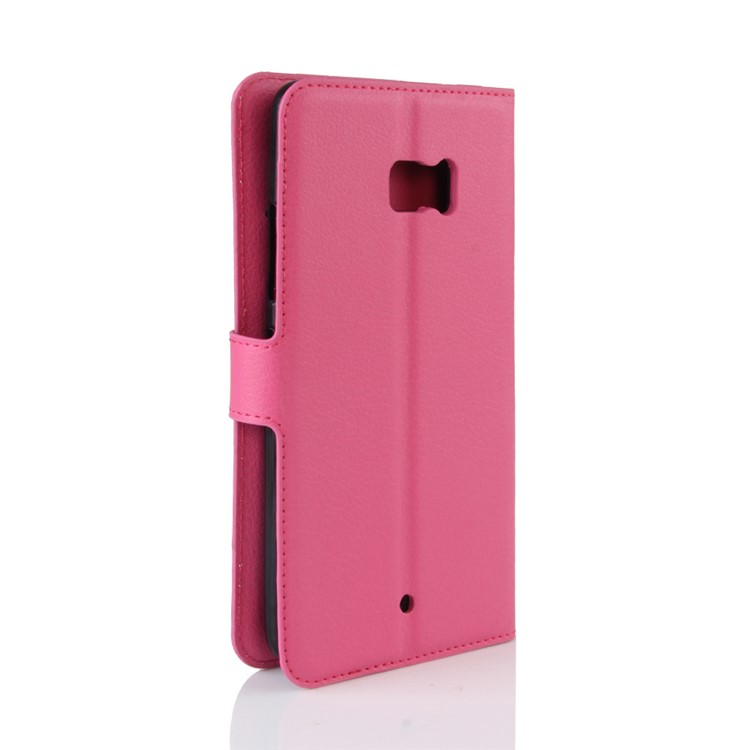 Litchi Texture Leather Folio Flip Case with Wallet Slots for HTC U Ultra - Rose-6