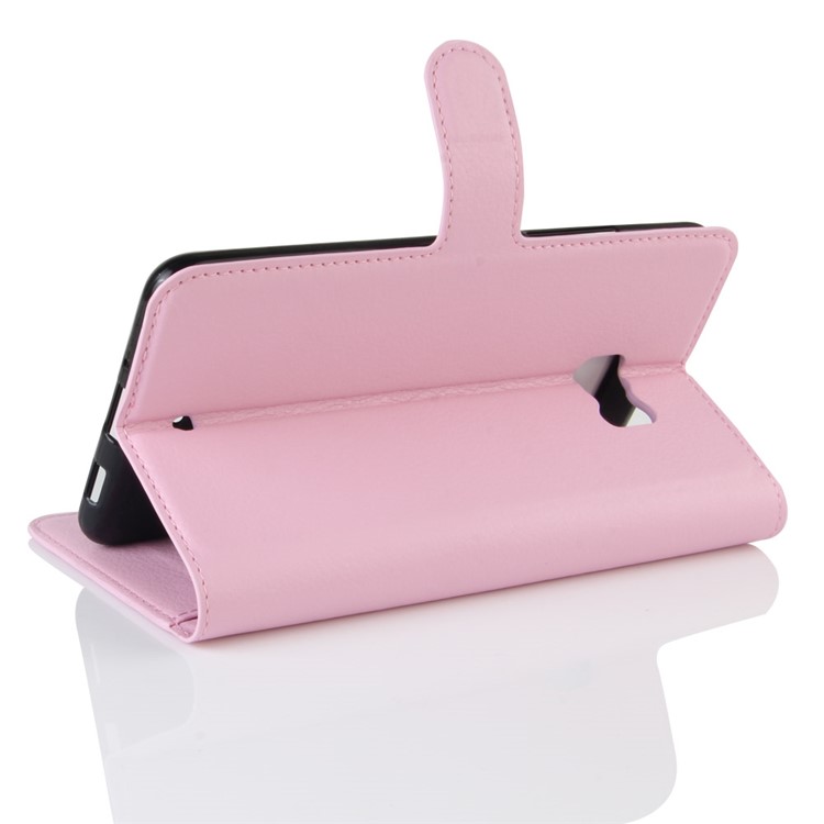 Litchi Texture PU Leather Card Slots Stand Shell for HTC U Ultra - Pink-5