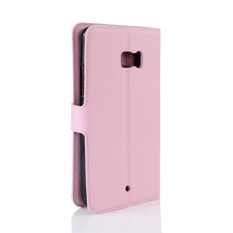 Litchi Texture PU Leather Card Slots Stand Shell for HTC U Ultra - Pink-6