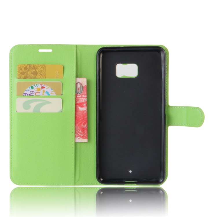 For HTC U Ultra Mobile Cover Litchi Texture Leather Wallet Case - Green-3