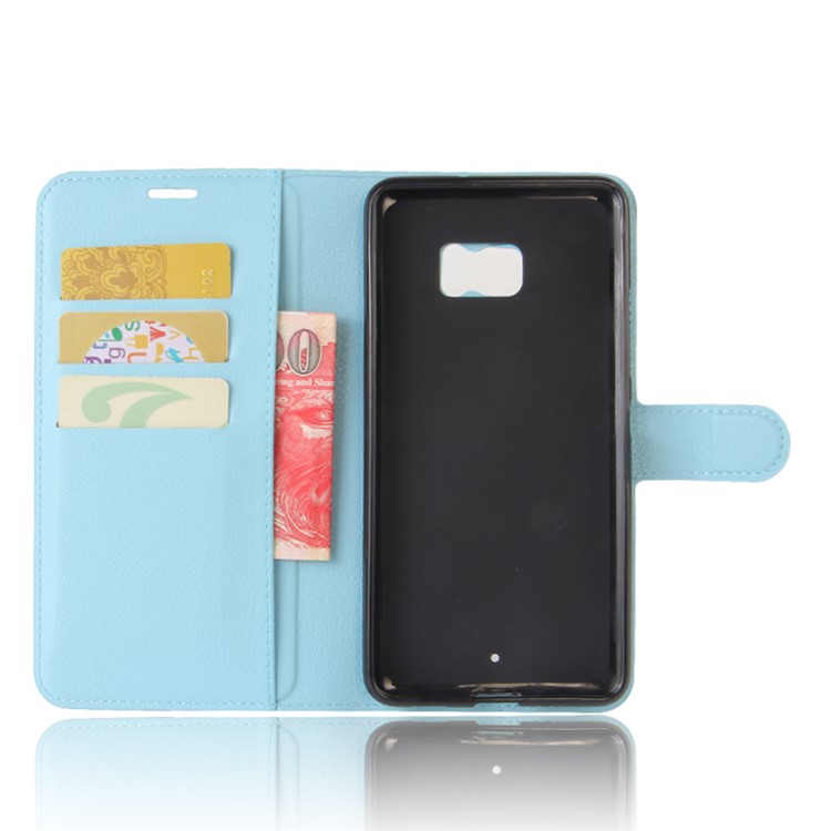 Litchi Texture Leather Wallet Mobile Casing Cover for HTC U Ultra - Blue-3