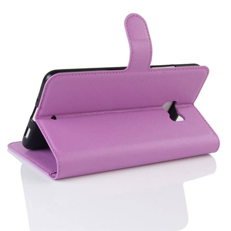 Litchi Texture Wallet Leather Phone Cover Accessory for HTC U Ultra - Purple-5