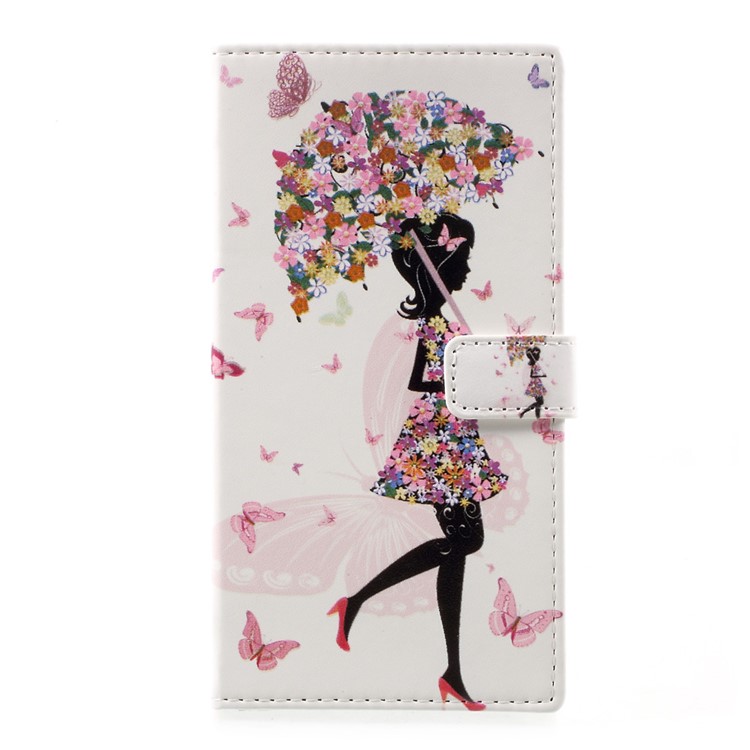 Printing Pattern Leather Wallet Cover for HTC Desire 650 Single SIM - Flowered Girl Butterflies-2