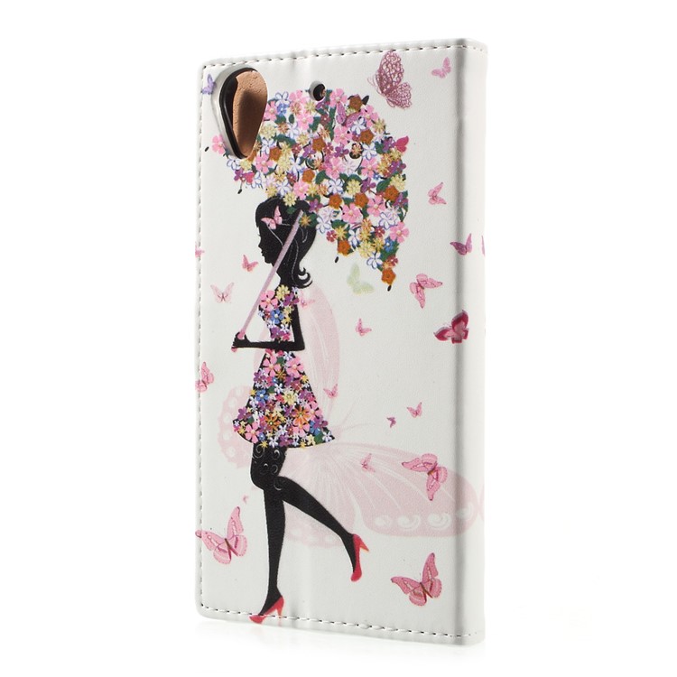 Printing Pattern Leather Wallet Cover for HTC Desire 650 Single SIM - Flowered Girl Butterflies-3
