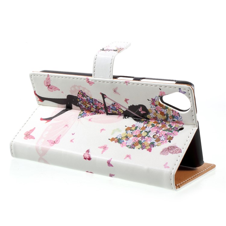 Printing Pattern Leather Wallet Cover for HTC Desire 650 Single SIM - Flowered Girl Butterflies-4