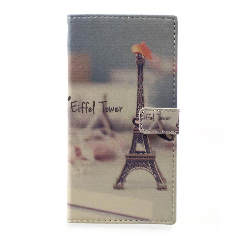 Pattern Printing Leather Wallet Mobile Shell for HTC Desire 650 Single SIM - Eiffel Tower and Mustache-1