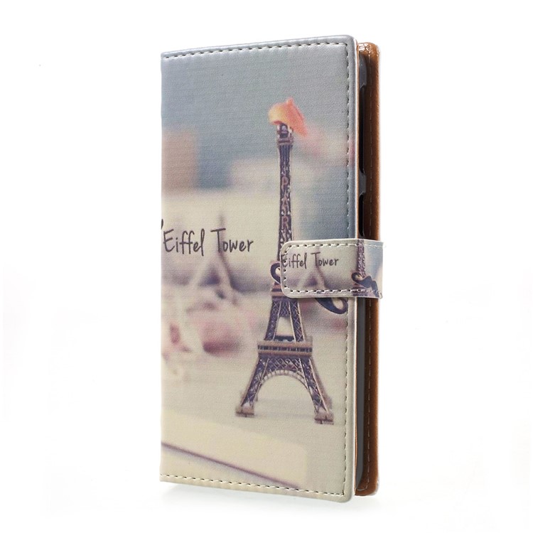 Pattern Printing Leather Wallet Mobile Shell for HTC Desire 650 Single SIM - Eiffel Tower and Mustache-2