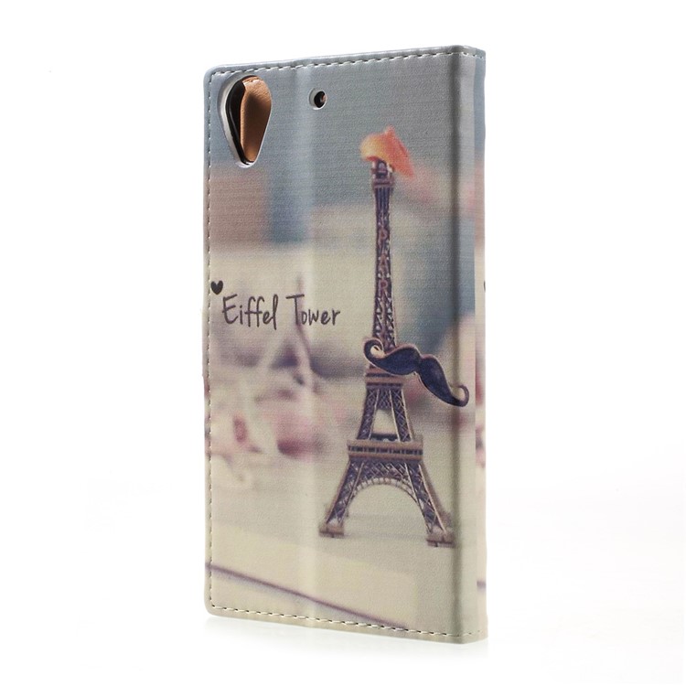 Pattern Printing Leather Wallet Mobile Shell for HTC Desire 650 Single SIM - Eiffel Tower and Mustache-3
