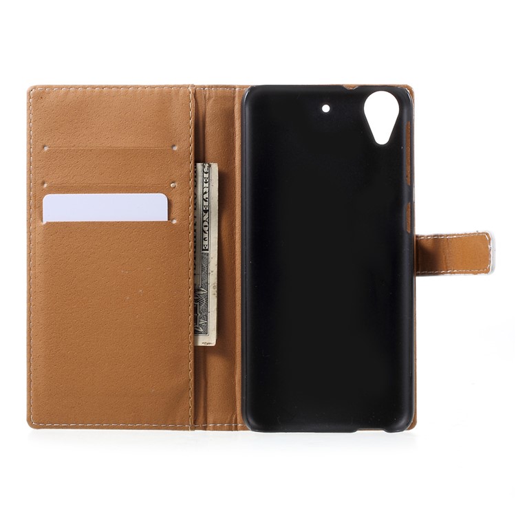Pattern Printing Leather Case with Wallet Slots for HTC Desire 650 Single SIM - Black and White Cat-7