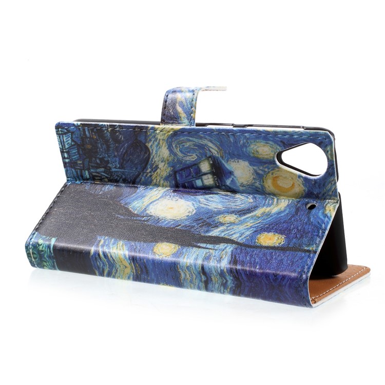 Pattern Printing Leather Wallet Stand Case Cover for HTC Desire 650 Single SIM - Oil Painting-4